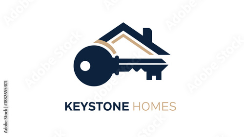 Keystone Homes logo with key and house symbolizing real estate and home ownership.