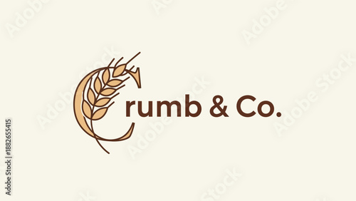 Crumb and Company logo design with wheat and bread elements.