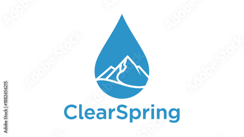 ClearSpring logo featuring a blue water droplet with mountain landscape.