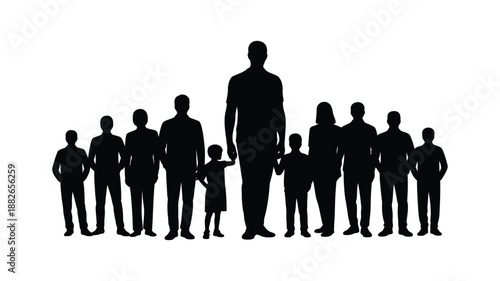 Business team silhouettes standing together representing leadership, teamwork and corporate unity
