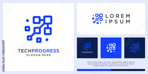 Tech progress logo with abstract arrow design.