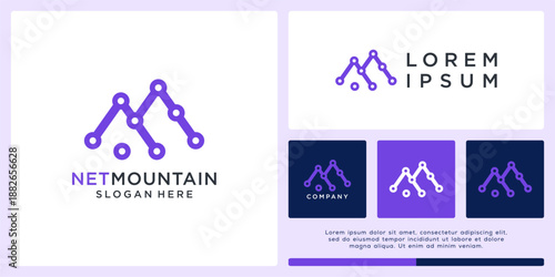 Net mountain logo design abstract technology.