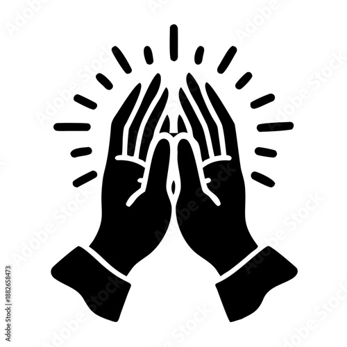subtle praying hands icon silhouette illustration for faith and spiritual design