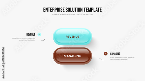 Visual Briefing Two Element Diagram Slideshow Layout. Marketing Overview Frame Template Vector Illustration. Creative Innovation 2 Step Infographic Slide Design.