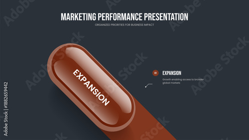 Market Insight 1 Option Infographic Frame Template. Product Showcase Presentation Design Vector Illustration. Project Introduction One Element Diagram Slideshow Layout.