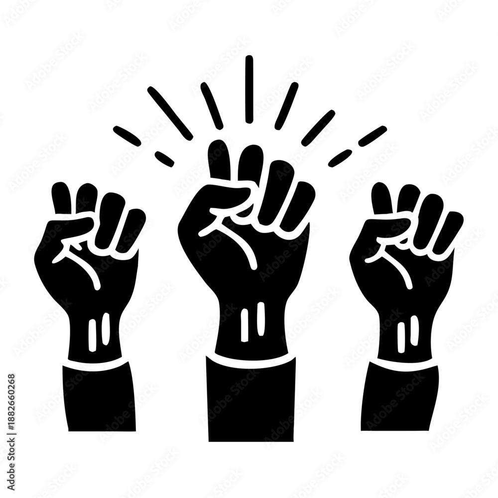 Obraz premium hands raised in victory icon silhouette illustration for celebration and success design