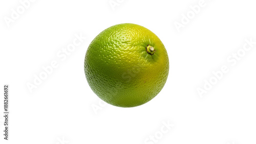 Vibrant green citrus fruit, a fresh lime, gracefully suspended in mid-air against a pristine white studio backdrop, radiating a healthy, zesty