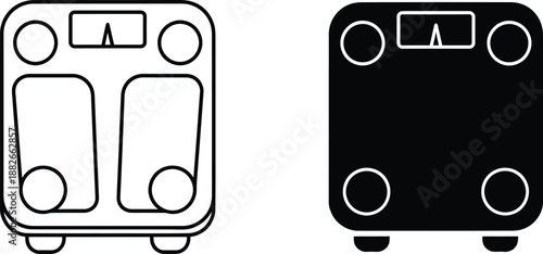 Outline and Solid Body Weight Scales with Display and Circular Accents, SidebySide