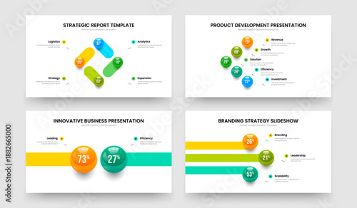 Consulting Report Four Five Two Three Option Chart Slide Template Vector Illustration Collection. Sales Insight 4 5 2 3 Step Graph Slideshow Layout Bundle.