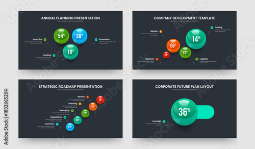 Visual Portfolio 3 4 5 1 Element Infographic Frame Template Collection. Digital Growth Three Four Five One Step Graph Slide Layout Vector Illustration Bundle.
