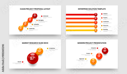 Investor Briefing 4 5 2 3 Element Diagram Presentation Template Bundle. Minimal Report Four Five Two Three Option Graph Frame Layout Vector Illustration Collection.