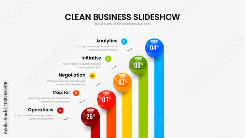Company Strategy 5 Option Infographic Frame Design. Minimal Briefing Slideshow Template Vector Illustration. Educational Showcase Five Element Chart Presentation Layout.