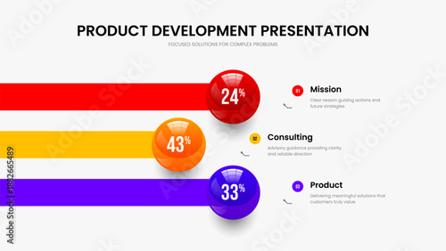 Service Portfolio Frame Template Vector Illustration. Consulting Briefing 3 Option Infographic Presentation Design. Enterprise Insight Three Element Graph Slideshow Layout.
