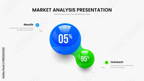 Minimalist Profile Slide Layout Vector Illustration. Colorful Report Two Element Infographic Frame Template. Product Growth 2 Option Diagram Presentation Design.