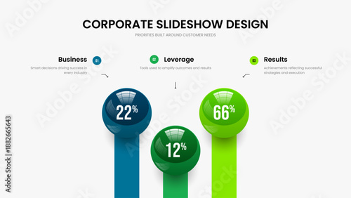 Educational Innovation Frame Template Vector Illustration. Elegant Growth 3 Element Chart Slide Layout. Minimal Proposal Three Step Diagram Slideshow Design.