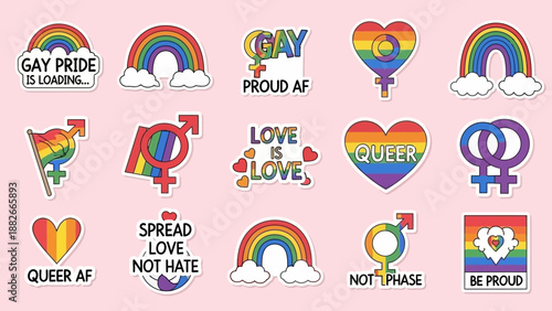 LGBTQ Pride Stickers and Symbols Vector Collection for Graphic Design