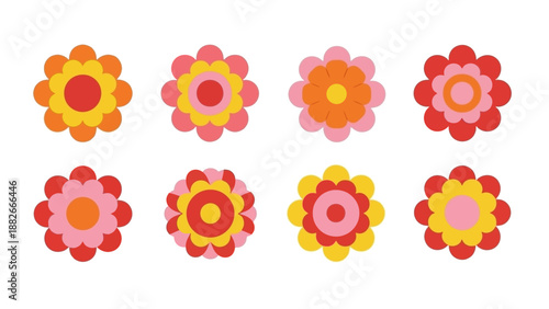 Retro Flower Graphics: Psychedelic Flower Power Designs for Vibrant Backgrounds