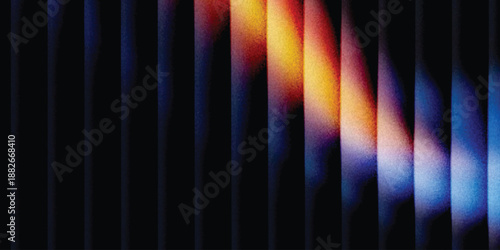 Grainy background glowing blurred color flow banner poster cover design, noise texture. Refracted Glass Gradient Effect. Ribbed glass morphism texture.