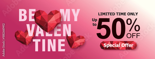 Happy Valentines Day typography with handwritten calligraphy text, isolated on pink background. Romantic Template design for celebrating valentine's Day on 14 February. Sale banner design template.