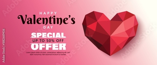 Happy Valentines Day typography with handwritten calligraphy text, isolated on pink background. Romantic Template design for celebrating valentine's Day on 14 February. Sale banner design template.