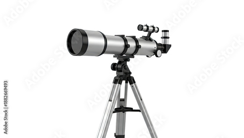 Silver Refractor Telescope on Tripod