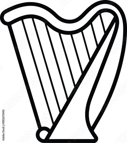 Irish harp line art vector graphic music instrument