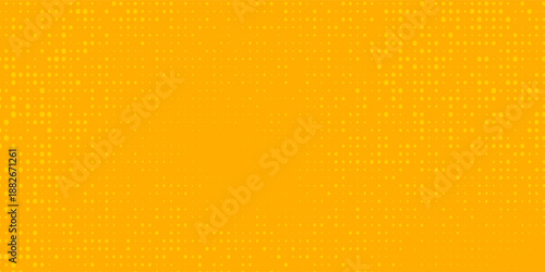 Yellow halftone pattern. Retro comic gradient background. Bright orange pixelated dotted texture overlay. Vector backdrop for poster, banner, advertisement. vector illustration