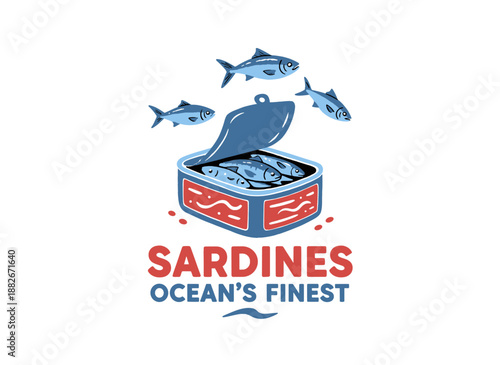 Seafood t shirt design. Original sea food artwork. Canned fish vintage illustration. Sardines fish artwork for t shirt print, poster, sticker and othe