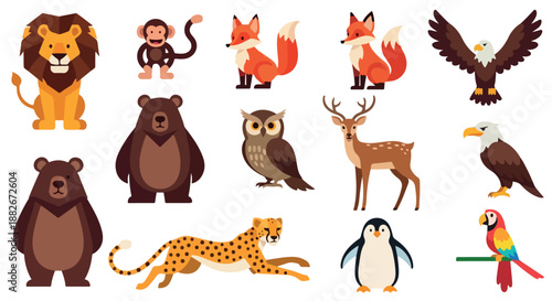 Wild animals collection with transparent background