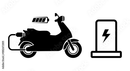 Electric Scooter Charging Station Icon Vector Illustration.