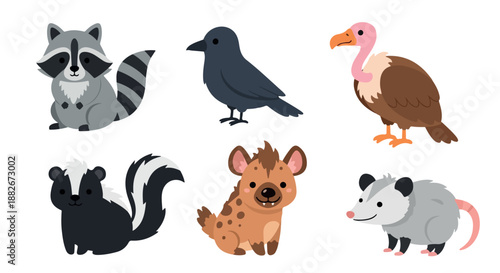 Wildlife animals set with transparent background