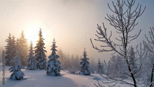 Wallpaper Mural Silent Morning Aura Still or very slow-moving shot emphasizing the quiet, contemplative solitude of a frosty, hazy winter morning, perhaps over a frozen lake or river. Torontodigital.ca