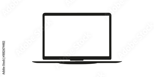 Modern laptop mockup front view. An isometric illustration of a modern white laptop. Modern laptop with open and closed views in minimalist design.