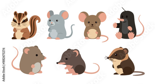 Various rodents collection with transparent background