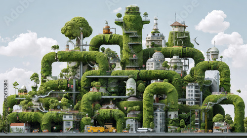 Wallpaper Mural Green city sustainable architecture eco friendly urban landscape green infrastructure futuristic city environmental design nature integration modern building smart city Green city sustainable Torontodigital.ca