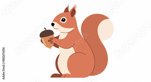 Squirrel holding acorn with transparent background