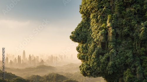 Wallpaper Mural Sustainable city green architecture eco future nature face urban forest modern skyline environmental concept renewable energy climate hope futuristic landscape Sustainable city with green Torontodigital.ca