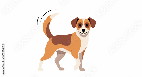Happy dog wagging tail with transparent background