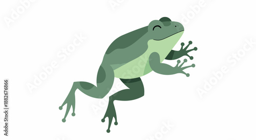 Green frog leaping with transparent background