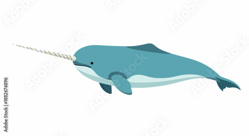 Narwhal swimming with transparent background