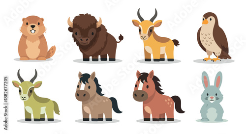 Wildlife animals set with transparent background