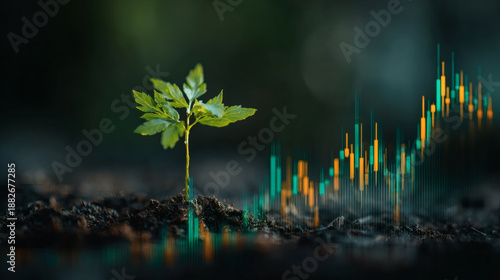 Wallpaper Mural Sustainable finance concept green investment growth young plant soil environmental business development financial success rising chart eco friendly idea Torontodigital.ca