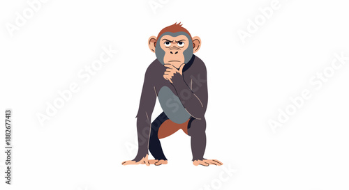 Thinking monkey with transparent background