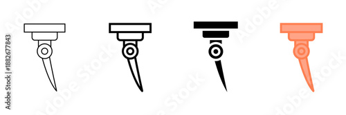 Set of minimalist cutting plotter pen icons with transparent background, depicting tools for industrial design, CNC machines, and technical drawing, vector illustration