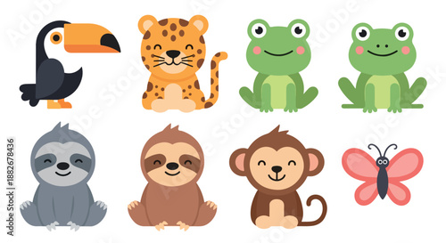 Jungle animals collection with transparent background
