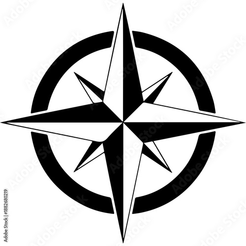 Compass Rose Symbol in Black and White