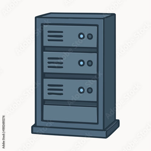 Modern gray metal filing cabinet with drawers