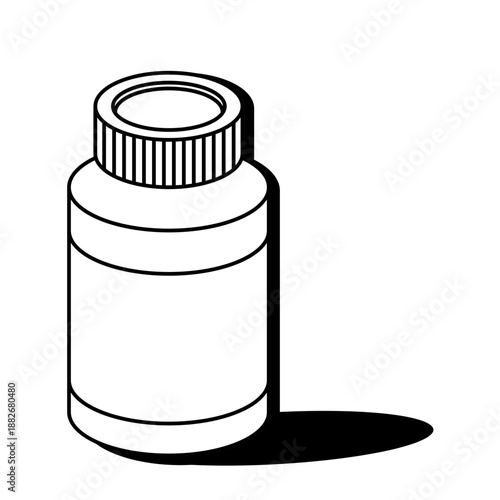 Pill bottle illustration representing medicine container for healthcare, pharmacy, and essential medical supplies