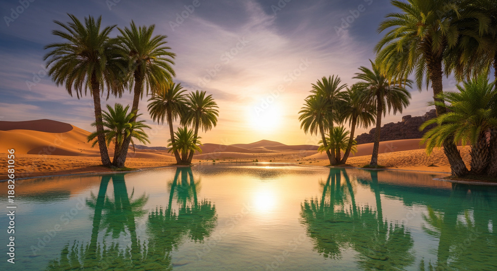 Fototapeta premium palm trees at sunset