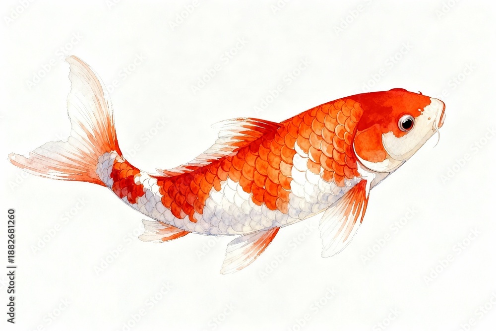 Fototapeta premium Orange and white koi fish illustration
